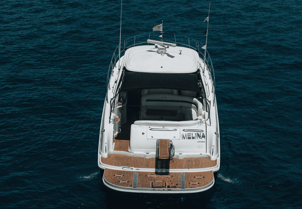 SEA RAY SUNDANCER 455 Melina at Ayia Napa Azure Yacht Club exterior view holiday in Cyprus