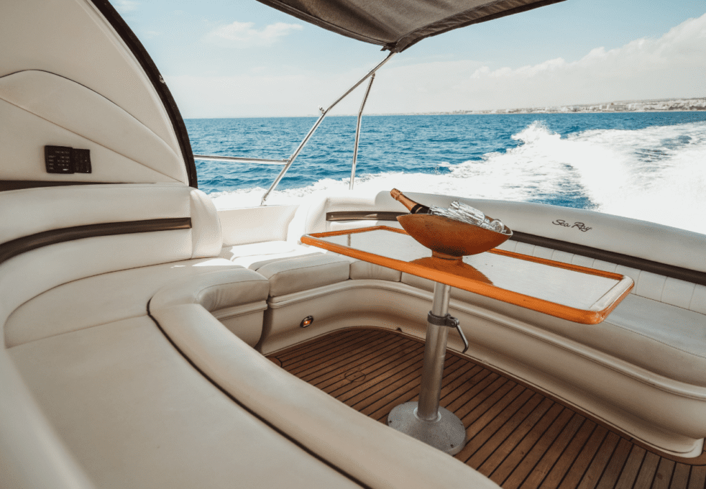 SEA RAY SUNDANCER 455 Melina at Ayia Napa Azure Yacht Club interior view holiday in Cyprus